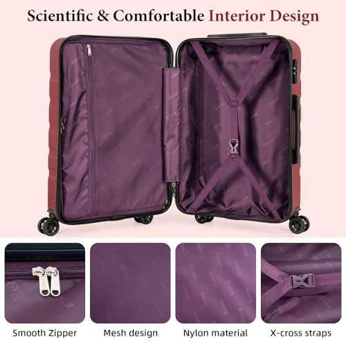 Image of 3 piece Carry on luggage 22x14x9 airline approved Vermilion