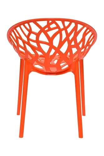 Image of activa Crystal Plastic Arm Chair | Stackable Indoor Outdoor Chair for Home, Balcony, Patio & Garden | Comfortable Designer Armrest Chair | Durable Plastic Seating Furniture (Orange, Set of 1)