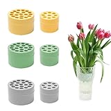 fairytell Spiralförmiger Blumenhalter Set, 6 Stück Ikebana Vaseneinlagen, Wiederverwendbare Blumenstielhalter, 7 cm, Gelb/Grün/Grau