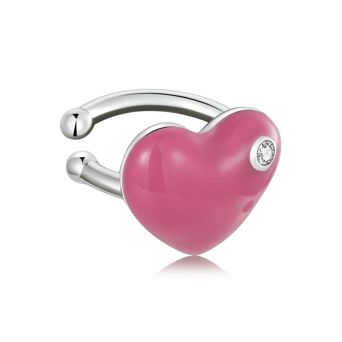 Orecchini a polsino in argento Sterling 925 a forma di cuore, in oro rosa, leggeri, comodi per tutti i giorni