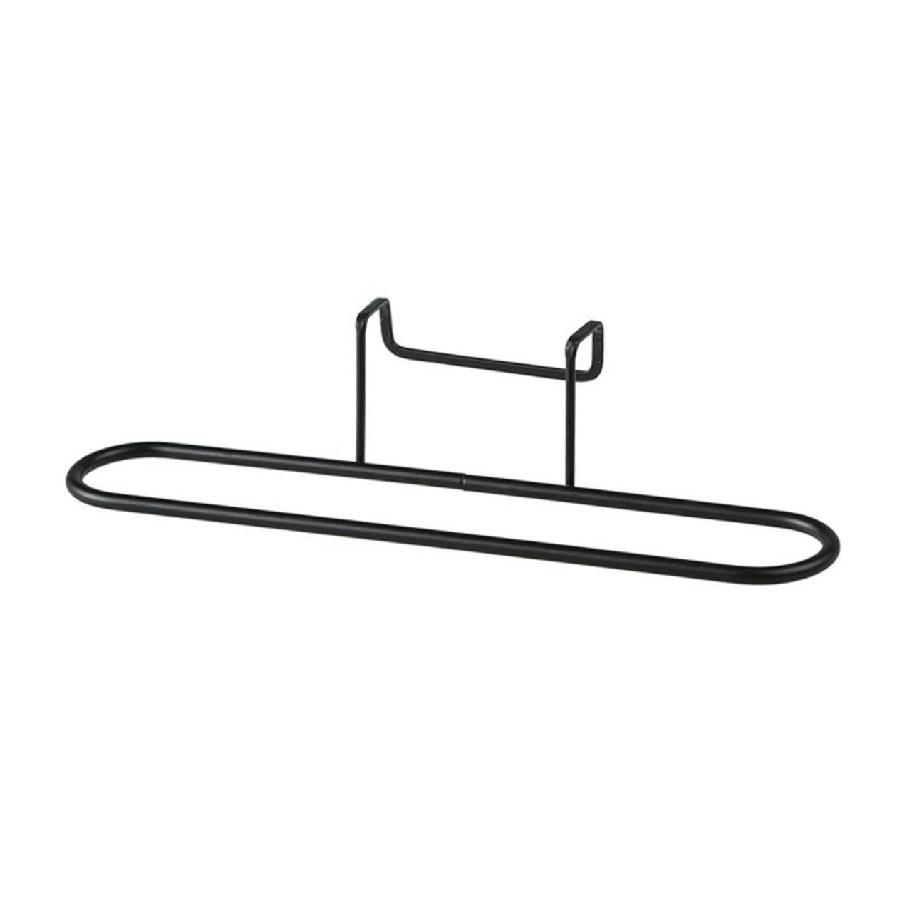 HAKIDZEL 2pcs No Drill Towel Rack Organizer Premium Cabinet Hanger for Kitchen Bathroom Space Saving Cupboard Hook Black White Easy Installation Design