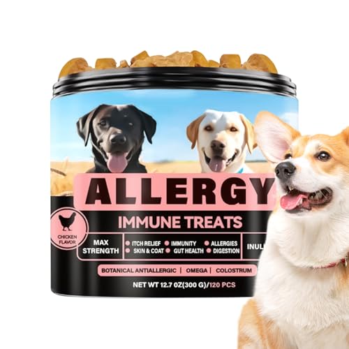 YNPQTDS Hund Allergie Kausnacks - Hund Nahrungsergänzungsmittel - Allergiemittel Bei Saisonbedingten Allergien, Immunstärkendes Ergänzungsfutter Für Aktivitäten Draußen & Drinnen