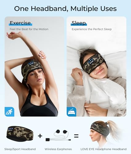 Image of LOVE EYE Sleep Sport Headphones Wireless Bluetooth 5.4 Headband Headphone