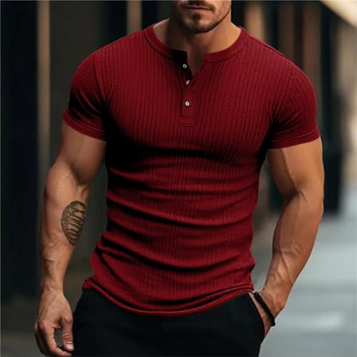 Camisa básica de punto tipo Henley para hombres miniatura 2
