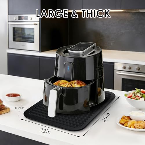 Image of Black Silicone Trivet 16'' X 12'' Silicone Hot Pads for Kitchen Nonslip and Heat Resistant Hot Pads Trivets for Kitchen Quartz Countertops (Black)