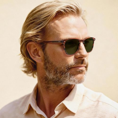 Image of CARFIA Retro Cool Acetate Polarized Sunglasses for Men UV Protection, Outdoor Fashion Driving Eyewears Male Square Sunnies