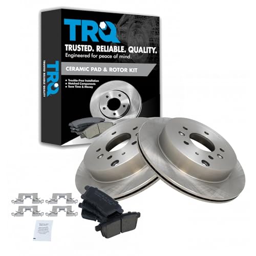 Image of TRQ Rear Brake Pad and Rotor Set Ceramic Vented Rotors | For 2007-2012 Mazda CX-7