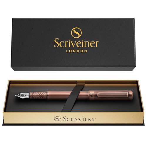 Image of Scriveiner Luxury Fountain Pen - Stunning Copper Luxury Pen, Schmidt Gilded Nib (Medium), Converter, Best Pen Gift Set for Men & Women, Professional, Executive, Office, Nice Pens