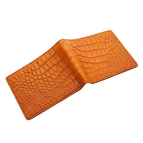 Light Brown Crocodile Mens Wallet, Gold, Medium4