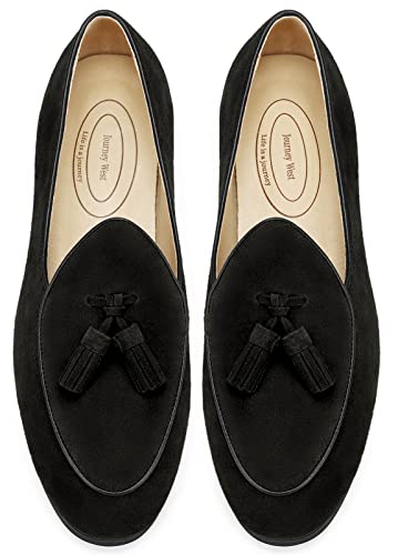 Journey West Men's Vintage Loafers for Men Belgian Loafers Slip-on Loafer Penny Loafer Casual Loafers