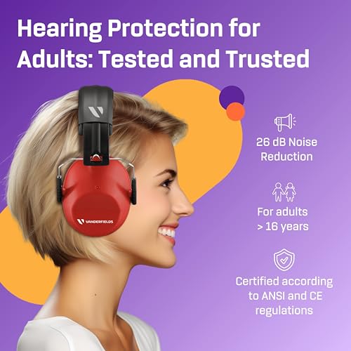 Image of Kids Noise Canceling Headphones - 31 dB (2K Hz) - Ear Protection Earmuffs | Vanderfields' earmuffs protect child's hearing with certified noise-cancellation, soft ear cushions, and adjustable headband