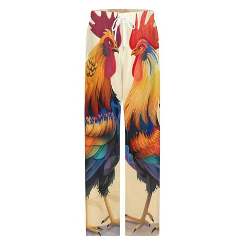Fighting Morning Rooster Cock Mens Pajama Pants Print Lounge Pant PJ Bottoms Sleepwear Loungewear4