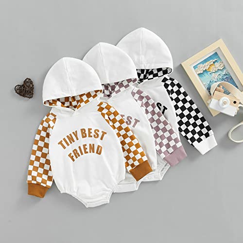 Newborn Baby Boy Girl Romper Checkboard Long Sleeve Sweater Top Fall Winter Neutral Bodysuits Clothes (Black Pocket, 0-3 Months) #TOP5