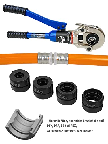 AMZCNC - Pince à sertir professionnelle - Profil TH 16, 20, 26, 32 - Pour tube composite avec raccords du profil TH - Inserts de mâchoires TH16, TH20, TH26, TH32 avec – Image 5