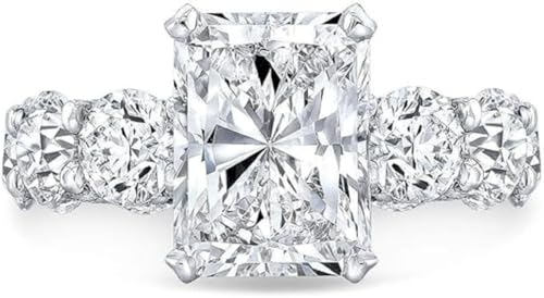 6CT-10CT Radiant Cut Moissanite Wedding Engagement Ring for Women Big Solitaire Pave Handmade Eternity Band Ring for Bridesmaid Promise Vintage Ring