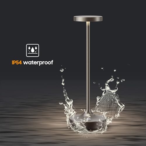 Yht YHT-X86B Rechargeable Cordless Table Lamp,Led 6000Mah Battery Operated Desk Lamp Fabric Shade Waterproof Portable Small Dimmable Touch Table Light Outdoor/Dining/Patio/Restaurant/Kitchen thumb #5