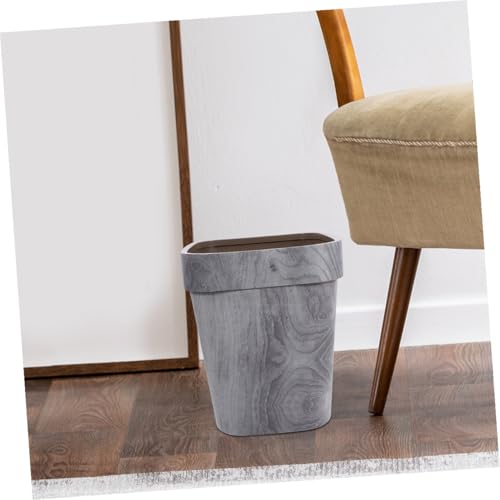 Caneca de basura plástica con diseño vintage de madera gris claro miniatura 5