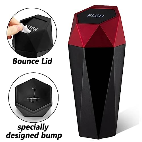 Image of Car Trash Can,Interior Automotive Accessories,Mini Garbage Bin with Lid,Leakproof Vehicle Trash Bin,Used in Automotive Car Home Office Kitchen Bedroom(2 Packs,Red)