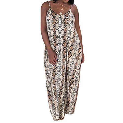 IyMoo Women s Summer Casual Ombre Flowy Loose Beach Cami Maxi Dresses Snakeskin XL