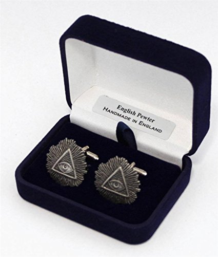 Manchetknopen met oog, dat alles zichtbaar (verlicht) met geschenkdoos - Image 3