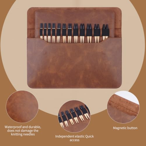 Image of WAZAIGUR 2.16 inch Short Interchangeable Bamboo Circular Knitting Needles Set | 12 Sizes 3-8mm /US 2.5-11, 12 Pairs, 4 Cables, Bamboo Shorties Needles Kits for Knitting Projects - Beginners /Enthusiast, Gift