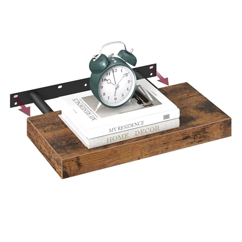 VASAGLE - LWS24BX, Mensola da Parete per Libri, Foto, Decorazioni, sospesa, 40 x 20 x 3,8 cm, in MDF, per Ufficio, Soggiorno, Cucina, corridoio, Camera da Letto, Bagno, Marrone Vintage