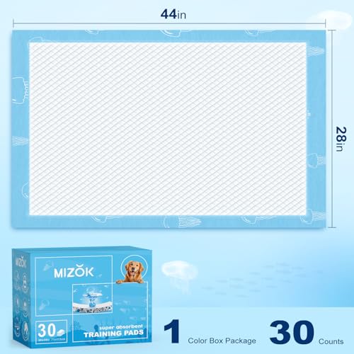 Image of MIZOK Dog Pee Pads 28x44in Extra Long Dog Pads 12 Cups Superior Absorption Leak-Proof Pee Pads for Dogs Marine Scented Odor-Control Puppy Pads with Jellyfish Pattern (30 Counts)