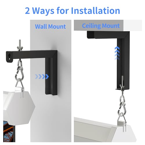 Image of XINLEI Universal Projector Screen Wall Mount L-Brackets Hanging Ceiling Mount, 6 inch Adjustable Extension with Hook for Home Projector and Movie Screens, Hold up to 66 lbs, Black PRL003B