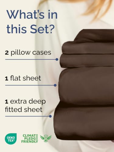 Image of Extra Deep Pocket Full Size Sheet Set - Breathable & Cooling - Brown