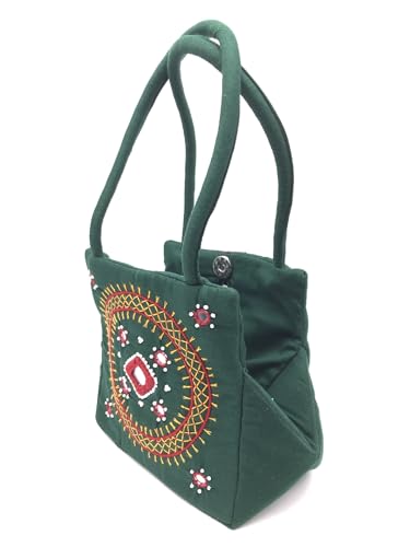 Image of srishopify handicrafts Eco Friendly Top Handle MINI Bags For Women Fabric Traditional Design Small Hand Bag Ladies Woman Birthday Gift Item Mothers Day Sister Wife Female 8 Inch Multicolor