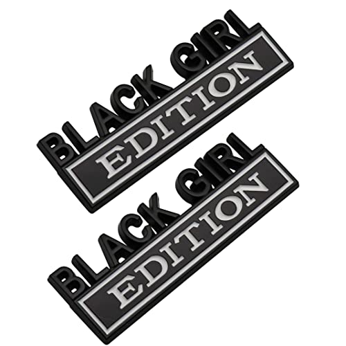 Image of 2Pc Black Girl Edition Emblem 3D Fender Badge Car Truck Decal Fit for Car Truck SUV (Black White)