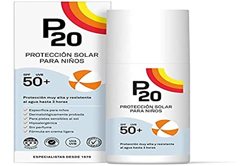 P20 ® | Crema Solar Niños | Protector solar para niños spf 50 muy alta y resistente al agua para una protección fiable frente a los rayos UVA y UVB | Formato Crema | 200 Ml
