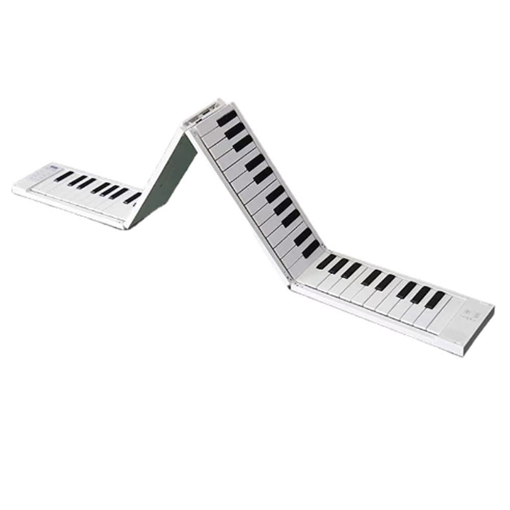 Pianoforte pieghevole a 88 tasti, tastiera portatile pieghevole, per collegare Bluetooth e cuffie, pedale sostenuto, batteria ricaricabile, tastiera elettronica portatile per principianti (bianco)