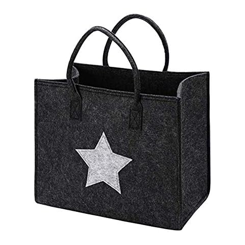 Nulala firewood basket storage felt shopping bag fabric shopping bag handbag shopping basket storage bag, Dark grey, Medium Cover