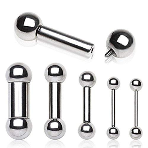 WildKlass Jewelry Stunning Internal Threaded Barbell 316L Surgical Steel 16GA 14GA 12GA 10GA 8GA 6GA 4GA 2GA 0GA 00GA