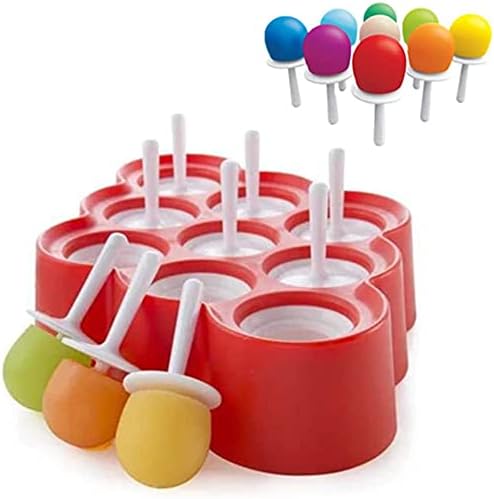 Miniatura 3 de Moldes de silicona para paletas de hielo, moldes para paletas de 9 cavidades, atrapador de silicona, bandejas de paletas congeladas, reutilizables,