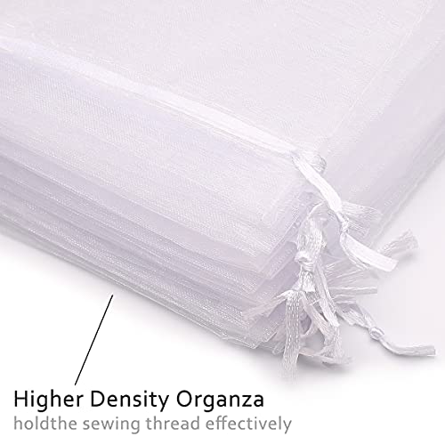 Akstore 50PCS Premium Sheer Organza Gift Bags, 3X4 inch Elegant Jewelry Pouches, Wedding Favors, Christmas Party Decorations, Bathroom Soaps & Makeup Wrapping Supplies (White)3