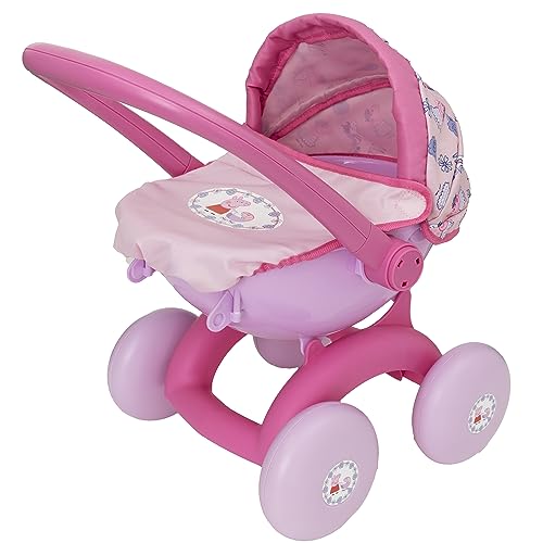 Peppa Pig - Mi Primer Carrito de Paseo 4 en 1 - Manillar Ajustable en Altura - Incluye Ropa de Cama (Deqube 931PEPA3797)