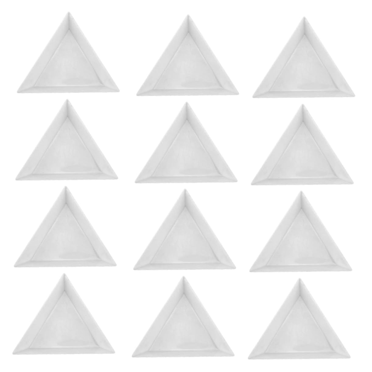 minkissy 24pcs White Triangular Jewelry Picking Plates Lightweight Plastic Trays for Beads Rhinestones and DIY Jewelry Making Supplies Easy Pouring and Nestable Design