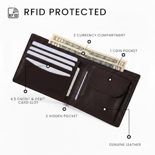 Image of TANSTITCH Slim Leather Wallet || Compact, Minimalist Wallet & Thin Wallet || RFID Protected (Brown)