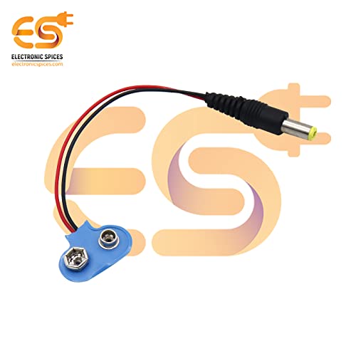Image of Electronic Spices 9v Battery Clip Connector With 5.5mm Pin Jack Pack of 5pcs