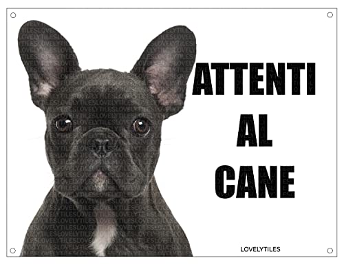 BULLDOG FRANCESE attenti al cane mod 3 TARGA cartello IN METALLO (15X20)