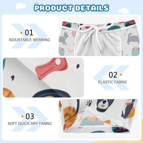 Pet Dog Toys Cute Colored Cats Boys Swim Trunks Swimsuits for Toddler Boy Swim Shorts Trunks 3T-10T3