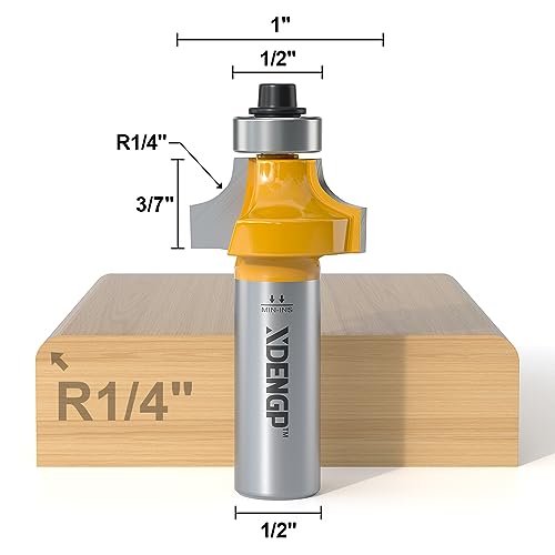 Image of Roundover Router Bit 1 /2 Shank, 1 /4 inch Radius Round Over Router Bits, Router Bits Round Over for Edging Forming Rounding Woodworking Cutter