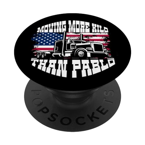 Trucker American Flag Big Rig Semi-Trailer Truck Driver Gift PopSockets Swappable PopGrip