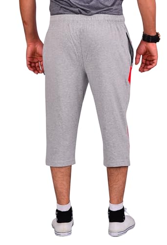 Image of VEGO Mens Cotton Three by Fourth, 3 /4, Capri, Three Quarter Pant Grey Plus Size