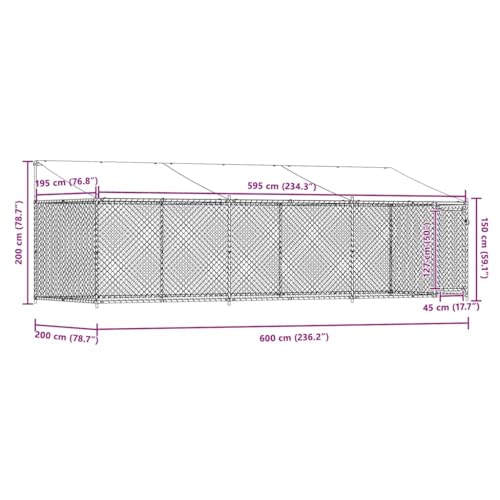 vidaXL Hundezwinger, Hundehütte mit Dach Tür, Hundekäfig mit Maschen-Design, Hundehaus Hühnerstall Drahtkäfig, Grau Verzinkter Stahl