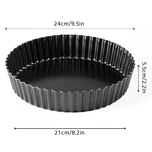 COONE Quiche Pan, 5.5cm/2.2in Deep Flan Dish with Loose Base, 24cm/9.4Inch Carbon Steel Baking Tray, Non-Stick Pie Tin for Baking Fruit Pies & Tarts - Image 3