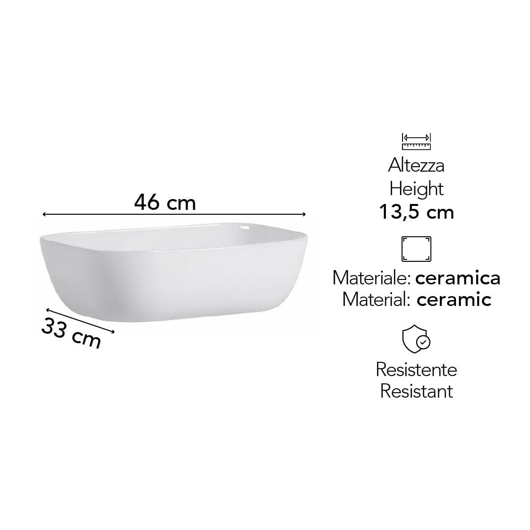 Kiamami Valentina - Lavabo da appoggio rettangolare con angoli smussati bianco