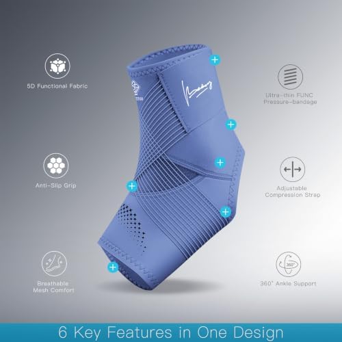 BSRSTAR Ultra-Thin Ankle Brace for Women Men, Breathable Compression Ankle Support for Sprained Ankle, Achilles Tendonitis & Plantar Fasciitis, Low-Profile Foot Brace for Sports (Right, S, Blue) - 2
